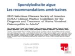 Spondylodiscite aigue : Les recommandations américaines