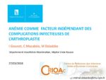 Anémie comme le facteur indépendant des complications infectieuses de l’arthroplastie